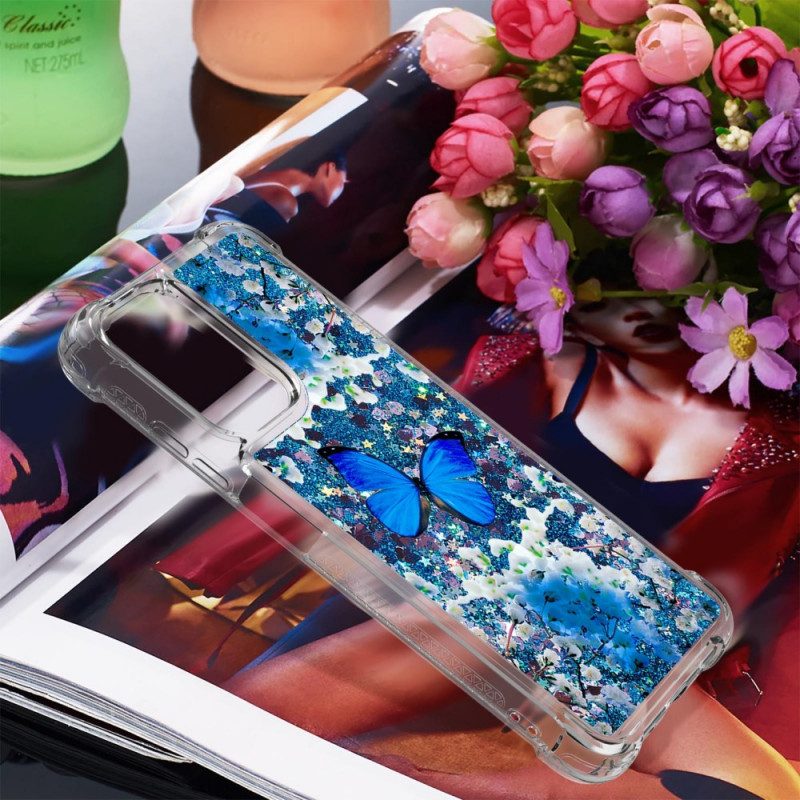 Cover Xiaomi Redmi 10 Farfalle Blu Glitterate