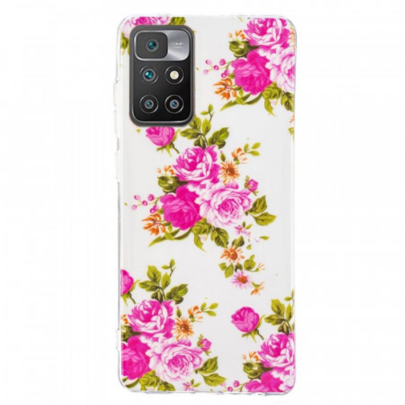 Cover Xiaomi Redmi 10 Fiori Liberty Fluorescenti