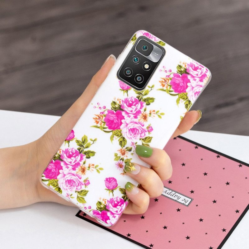 Cover Xiaomi Redmi 10 Fiori Liberty Fluorescenti