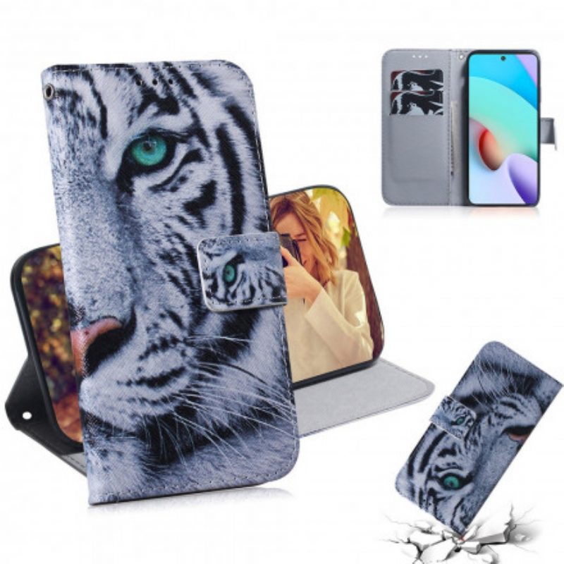 Custodia A Portafoglio Xiaomi Redmi 10 Faccia Da Tigre