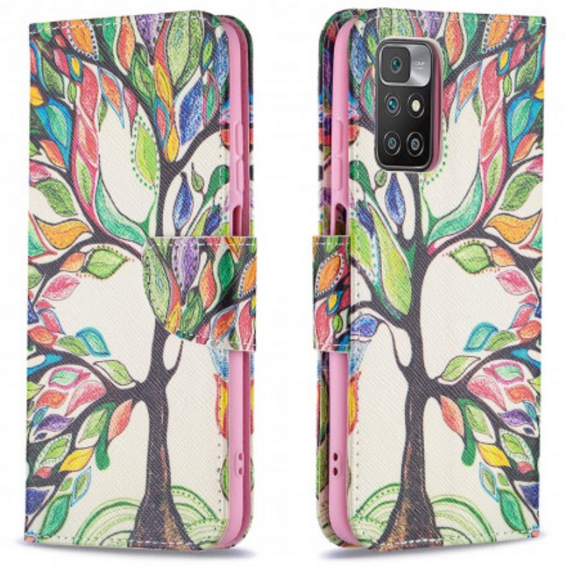 Custodia in pelle Xiaomi Redmi 10 Albero Colorato