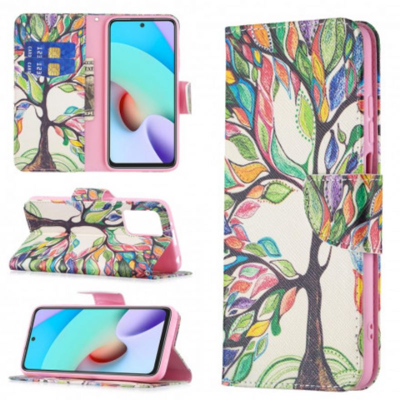 Custodia in pelle Xiaomi Redmi 10 Albero Colorato