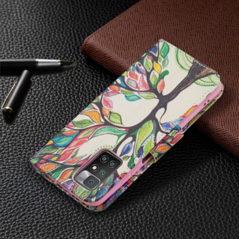 Custodia in pelle Xiaomi Redmi 10 Albero Colorato