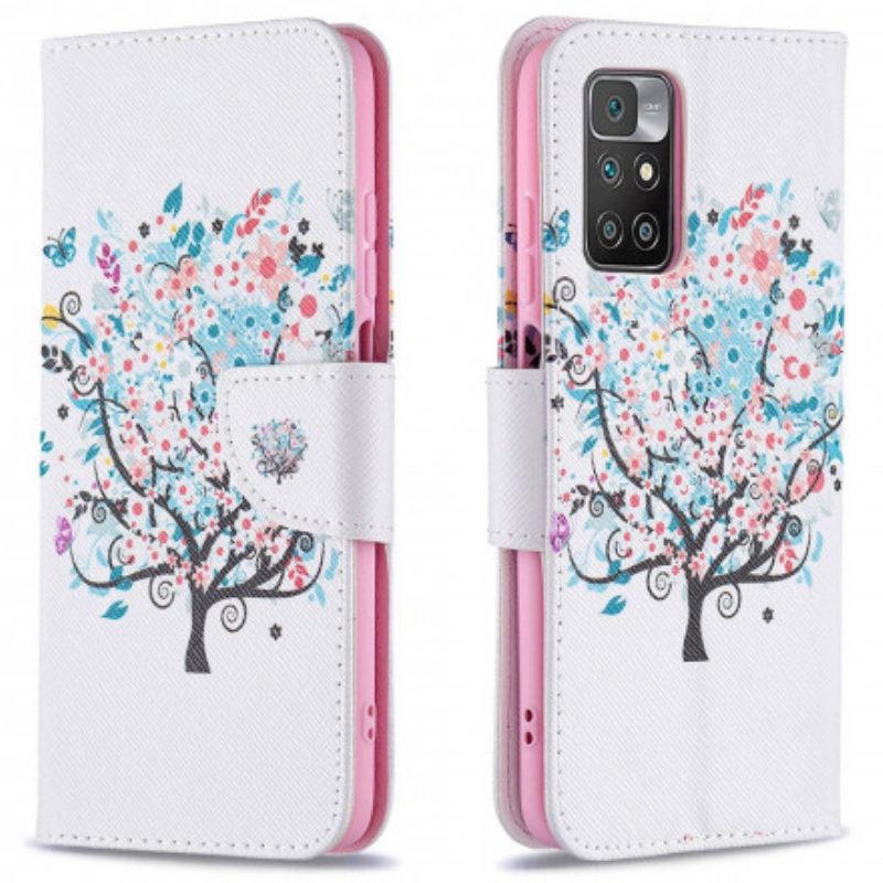 Custodia in pelle Xiaomi Redmi 10 Albero Fiorito