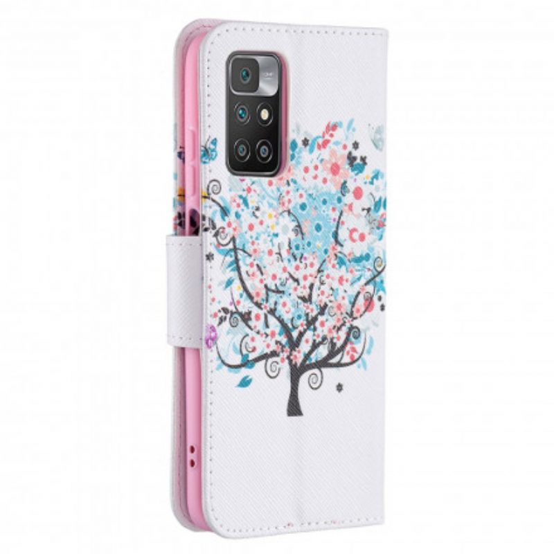 Custodia in pelle Xiaomi Redmi 10 Albero Fiorito