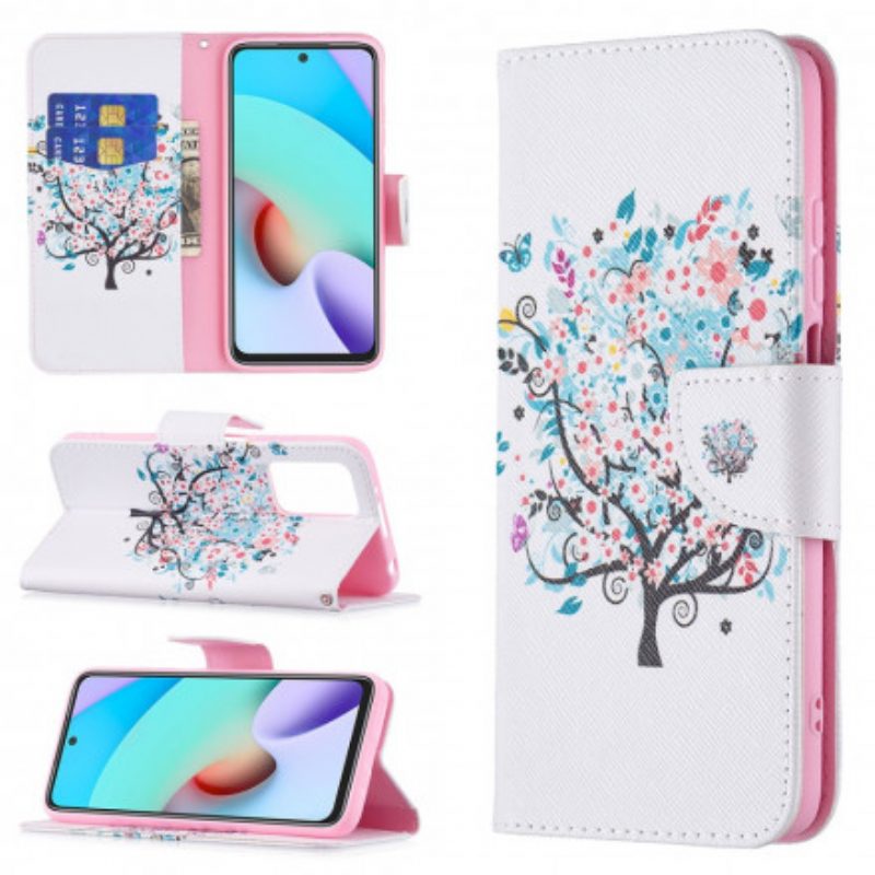 Custodia in pelle Xiaomi Redmi 10 Albero Fiorito