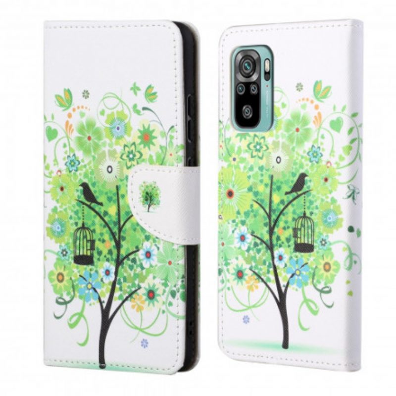 Custodia in pelle Xiaomi Redmi 10 Albero Verde