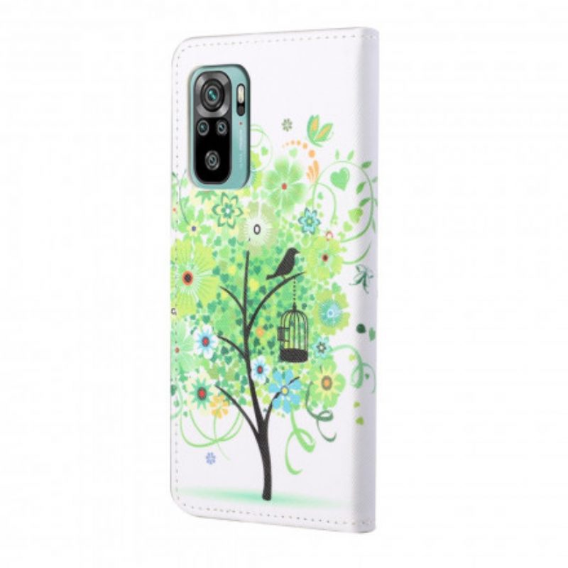 Custodia in pelle Xiaomi Redmi 10 Albero Verde