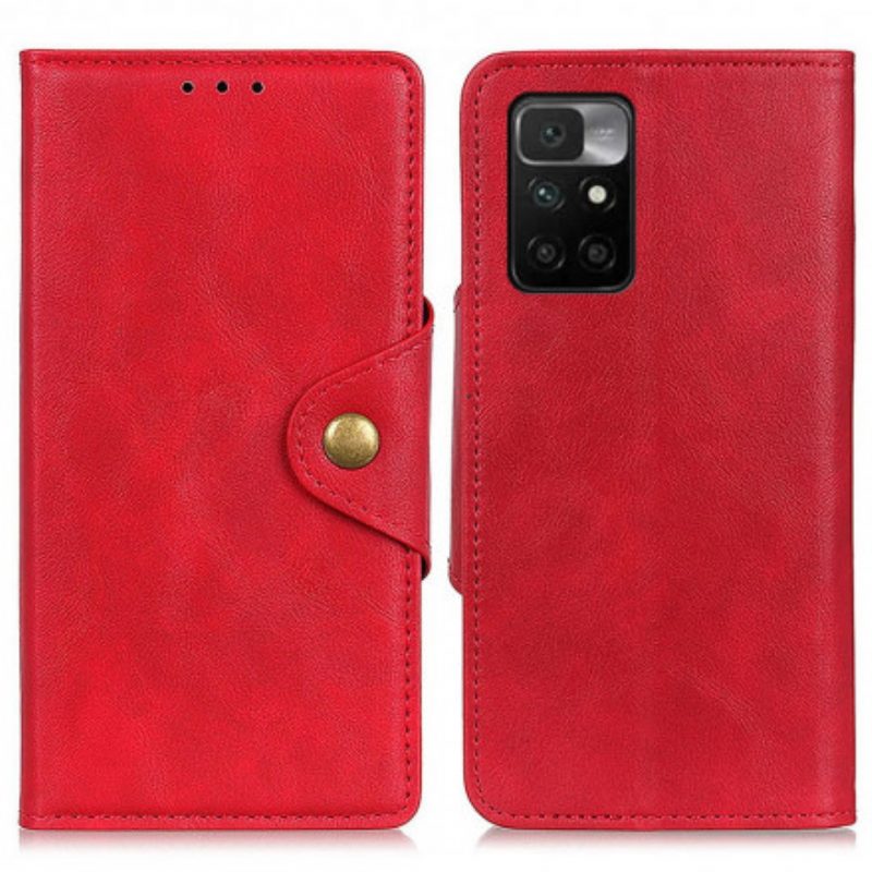 Custodia in pelle Xiaomi Redmi 10 Bottone In Ecopelle