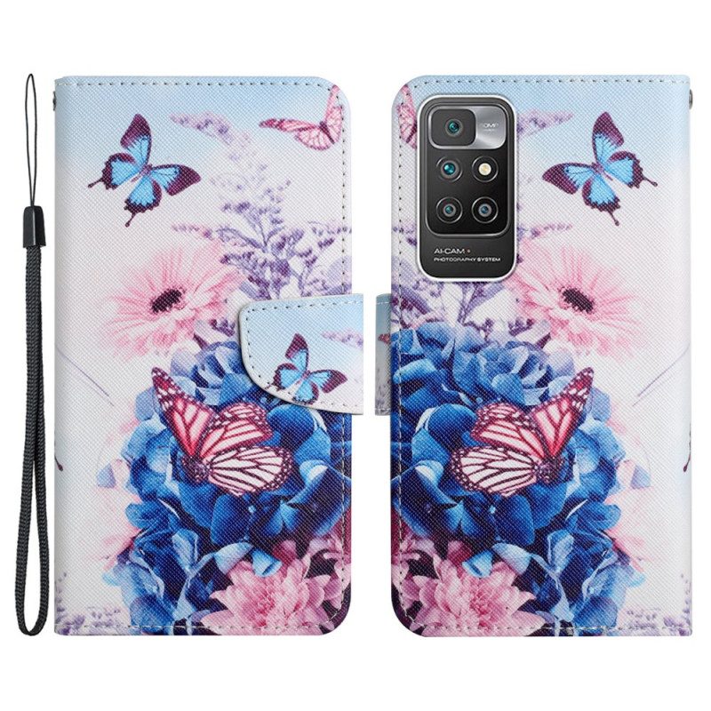 Custodia in pelle Xiaomi Redmi 10 Bouquet Di Fiori E Farfalle