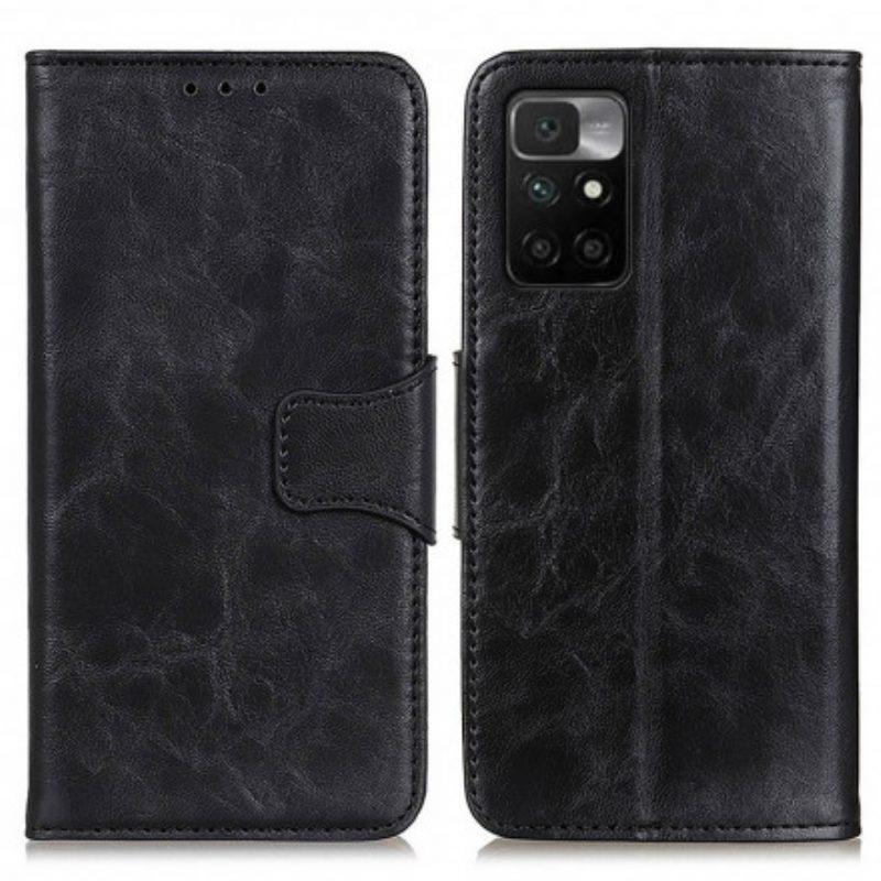 Custodia in pelle Xiaomi Redmi 10 Chiusura Reversibile In Pelle Crosta