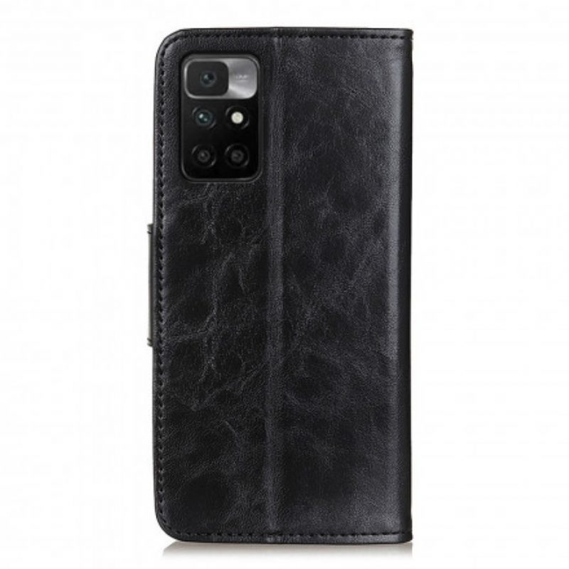 Custodia in pelle Xiaomi Redmi 10 Chiusura Reversibile In Pelle Crosta