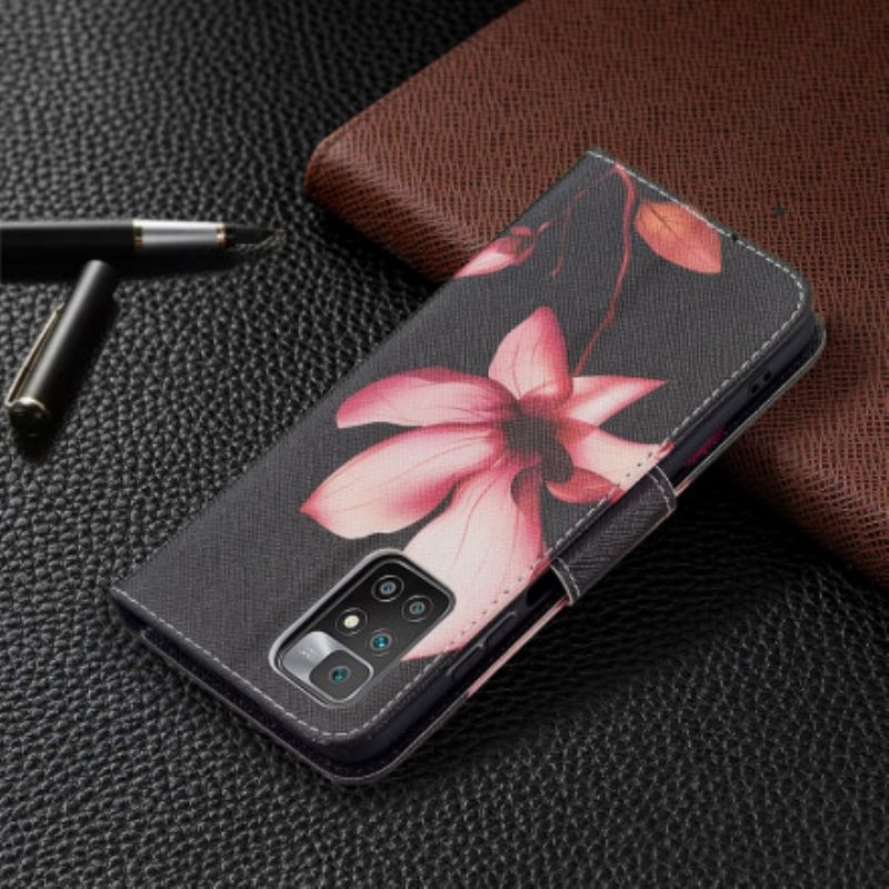 Custodia in pelle Xiaomi Redmi 10 Fiore Rosa