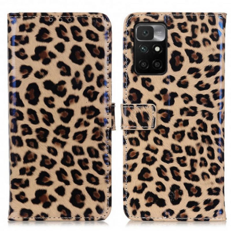 Custodia in pelle Xiaomi Redmi 10 Leopardo