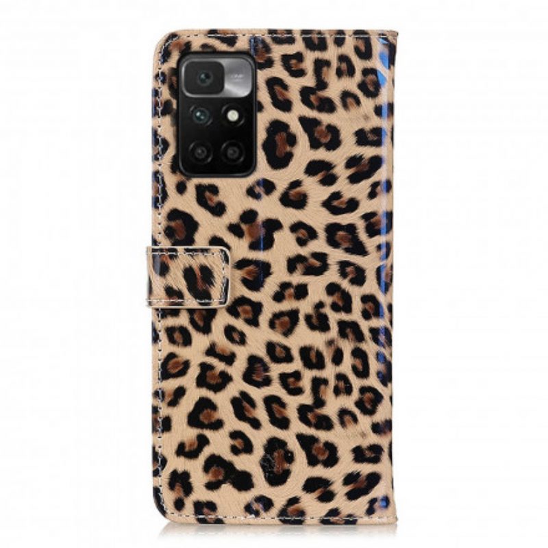 Custodia in pelle Xiaomi Redmi 10 Leopardo