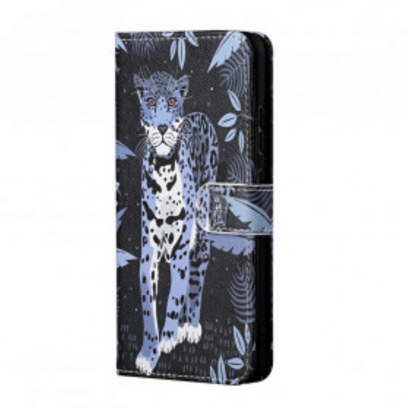 Custodia in pelle Xiaomi Redmi 10 Leopardo Con Spalline