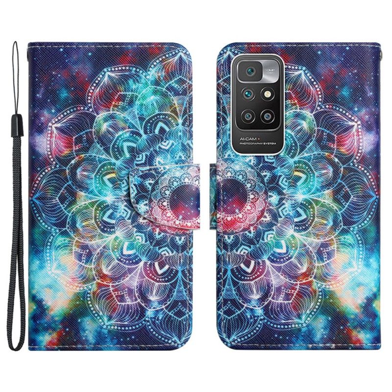 Custodia in pelle Xiaomi Redmi 10 Mezzo Mandala Appariscente Con Spalline