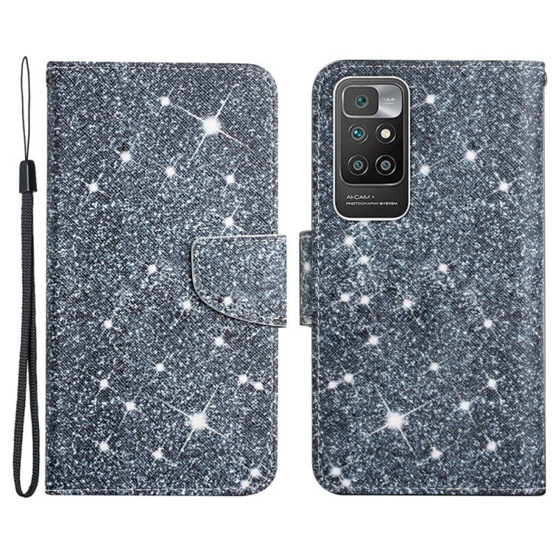 Custodia in pelle Xiaomi Redmi 10 Paillettes Strappy