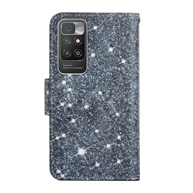 Custodia in pelle Xiaomi Redmi 10 Paillettes Strappy