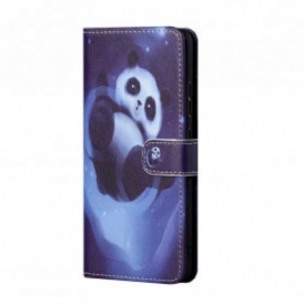 Custodia in pelle Xiaomi Redmi 10 Panda Space Con Cordino
