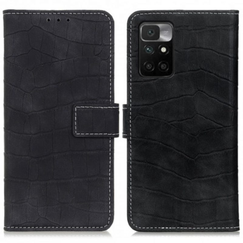 Custodia in pelle Xiaomi Redmi 10 Stile Pelle Di Coccodrillo Vintage