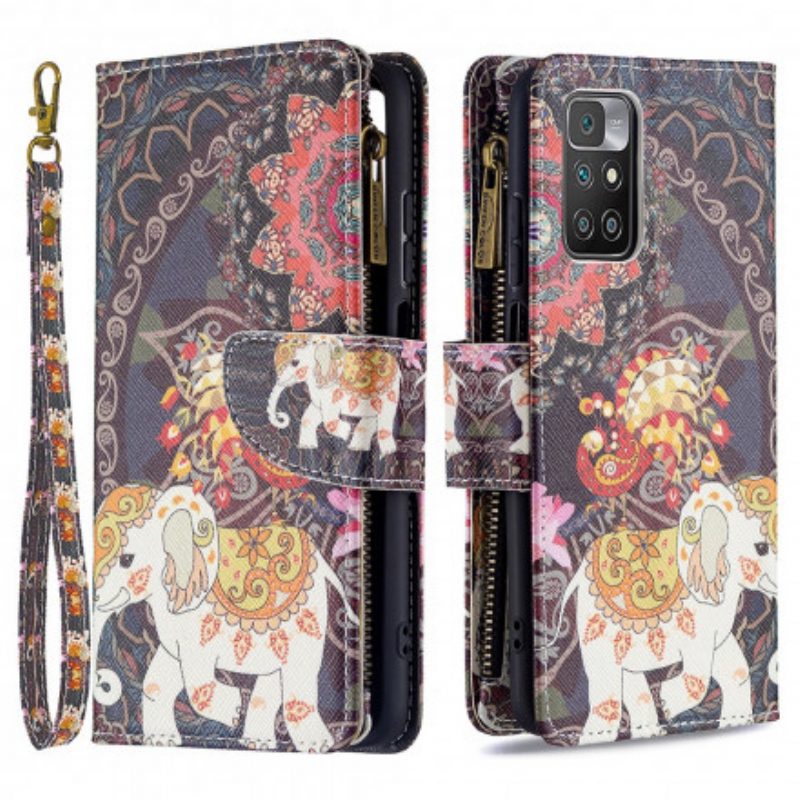 Custodia in pelle Xiaomi Redmi 10 Tasca Con Zip A Forma Di Elefante