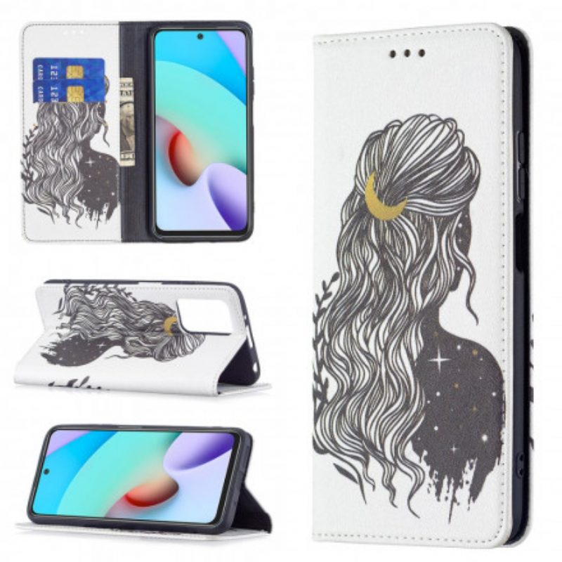 Folio Cover Xiaomi Redmi 10 Custodia in pelle Bei Capelli