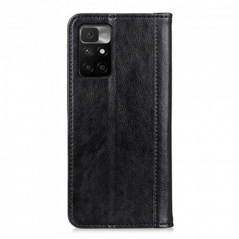 Folio Cover Xiaomi Redmi 10 Custodia in pelle Eleganza Split Litchi Leather