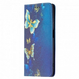 Folio Cover Xiaomi Redmi 10 Custodia in pelle Farfalle Colorate