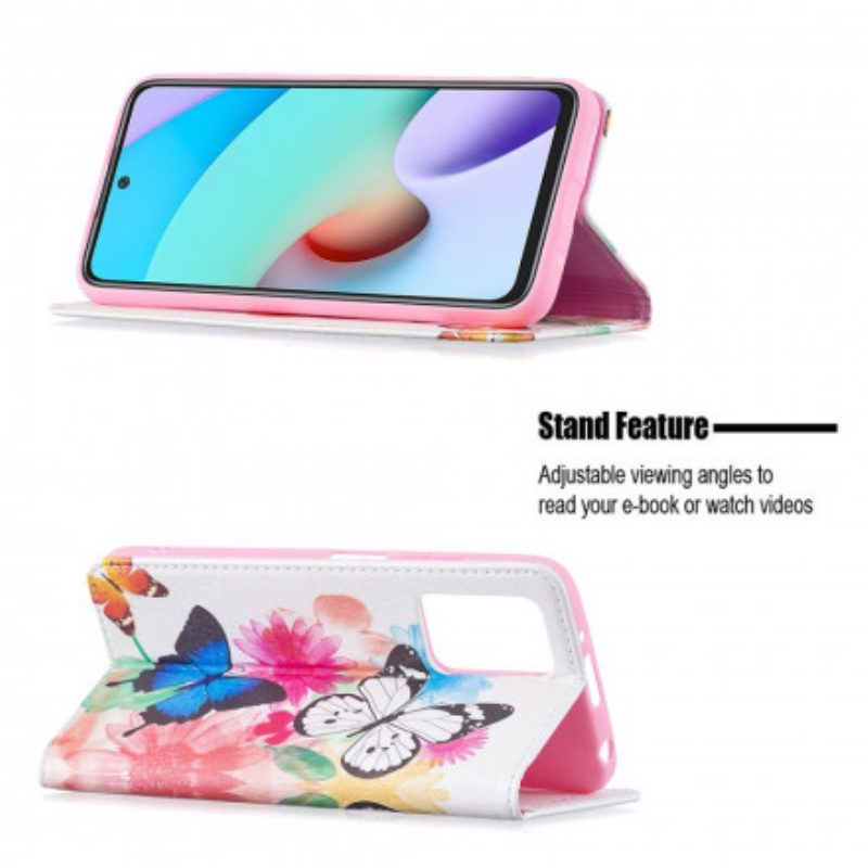 Folio Cover Xiaomi Redmi 10 Custodia in pelle Farfalle Colorate