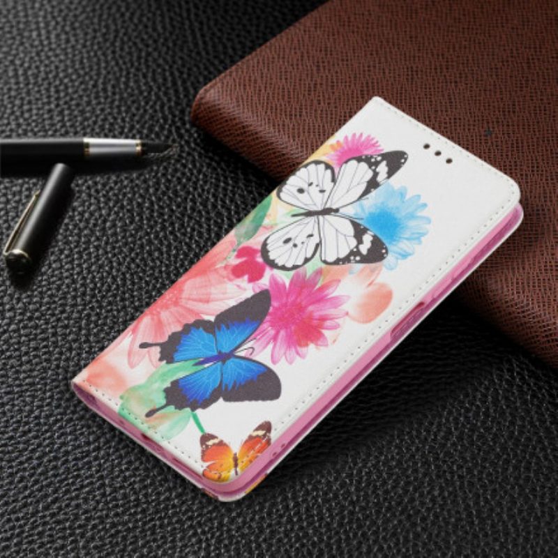 Folio Cover Xiaomi Redmi 10 Custodia in pelle Farfalle Colorate