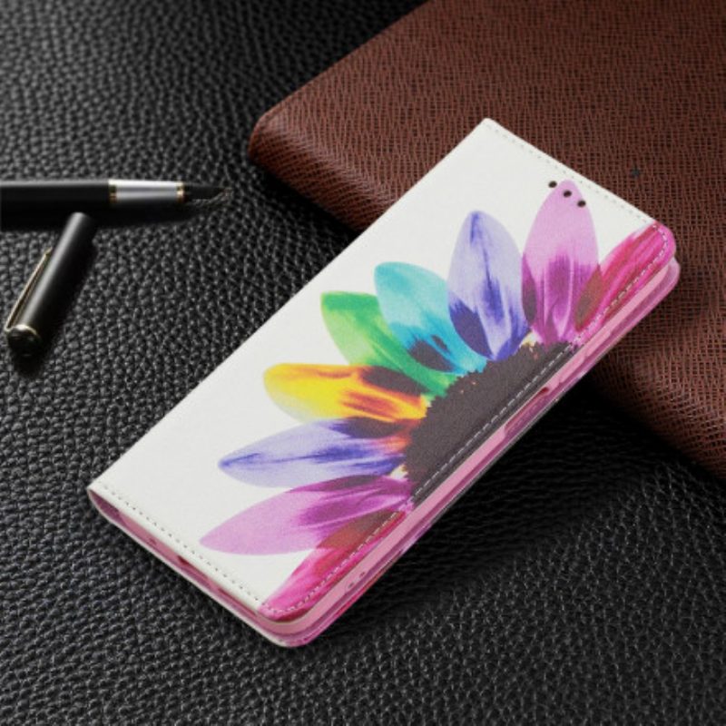 Folio Cover Xiaomi Redmi 10 Custodia in pelle Fiore Dell'acquerello