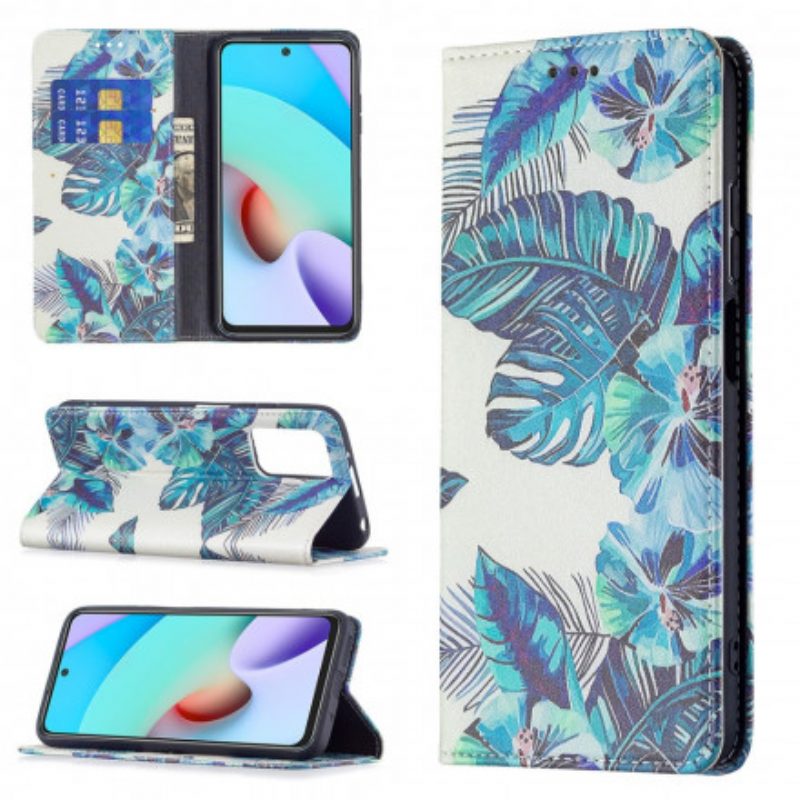 Folio Cover Xiaomi Redmi 10 Custodia in pelle Foglie