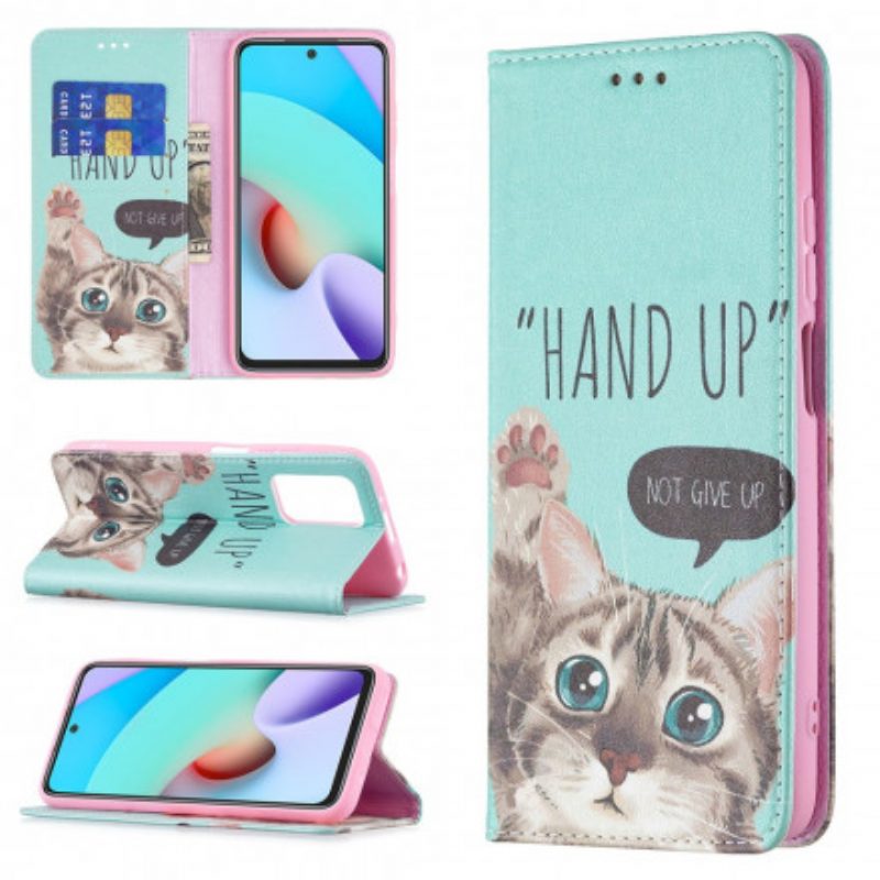 Folio Cover Xiaomi Redmi 10 Custodia in pelle Mano In Alto