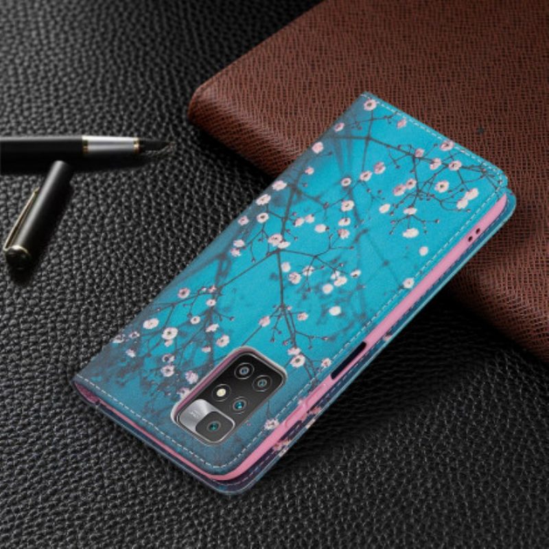 Folio Cover Xiaomi Redmi 10 Custodia in pelle Rami Fioriti