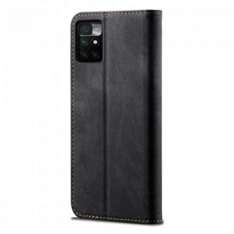 Folio Cover Xiaomi Redmi 10 Custodia in pelle Tessuto Denim