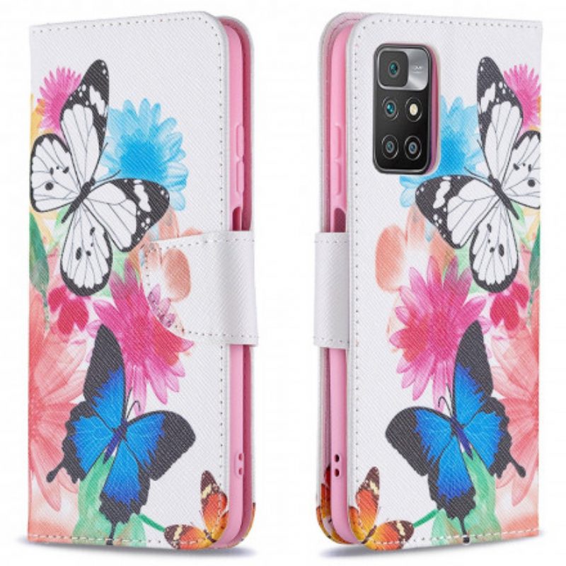 Folio Cover Xiaomi Redmi 10 Farfalle E Fiori Dipinti