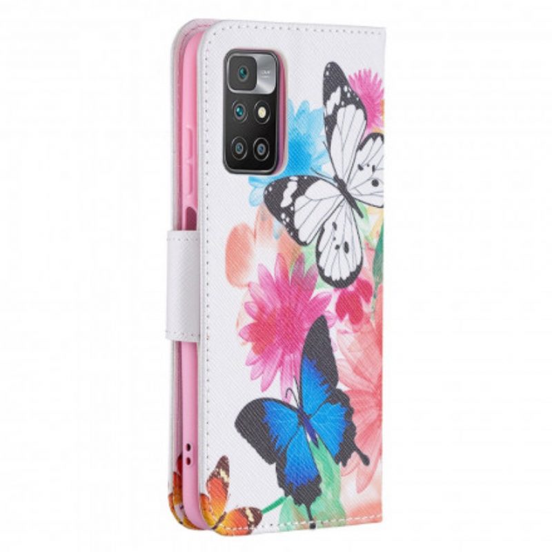 Folio Cover Xiaomi Redmi 10 Farfalle E Fiori Dipinti