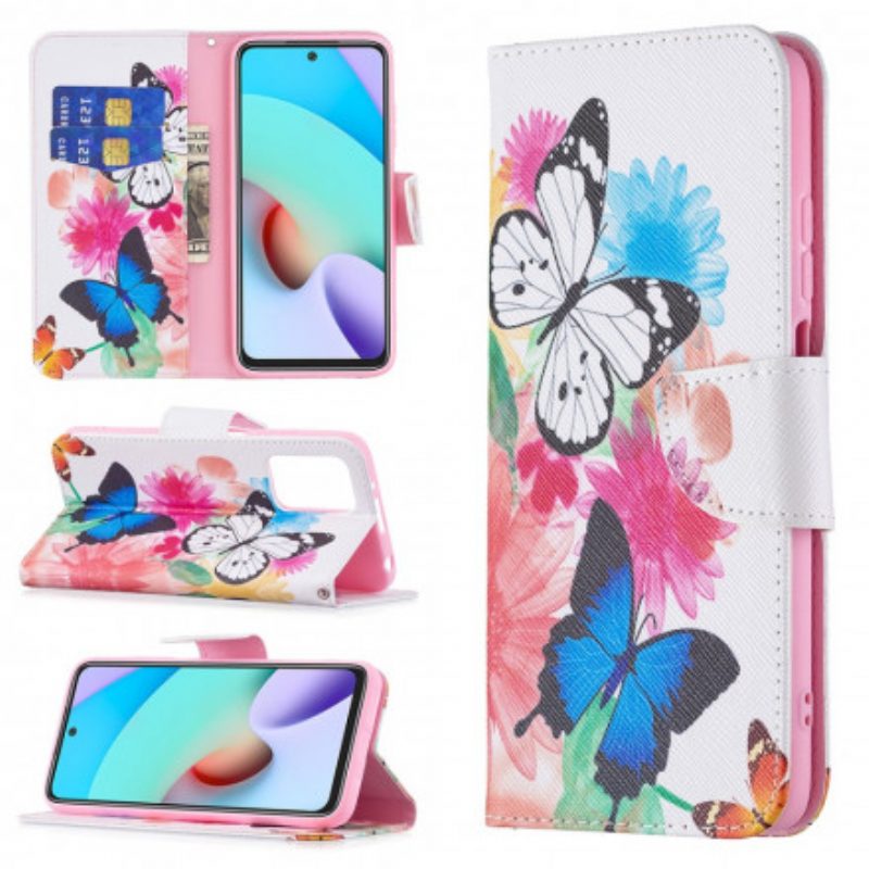 Folio Cover Xiaomi Redmi 10 Farfalle E Fiori Dipinti