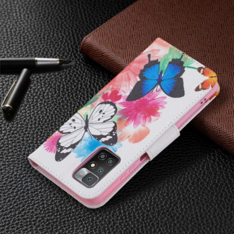 Folio Cover Xiaomi Redmi 10 Farfalle E Fiori Dipinti