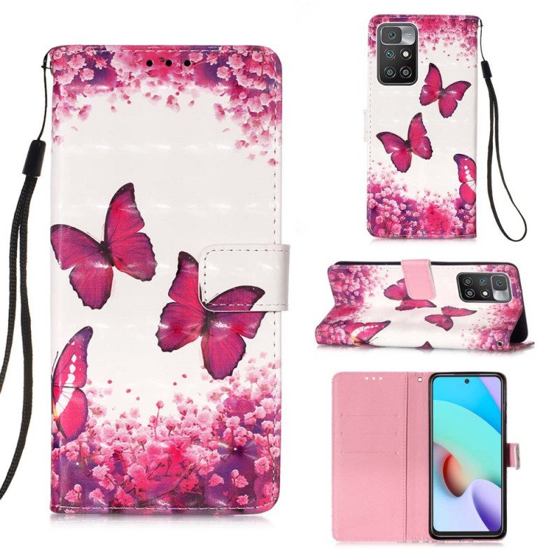 Folio Cover Xiaomi Redmi 10 Farfalle Rosse