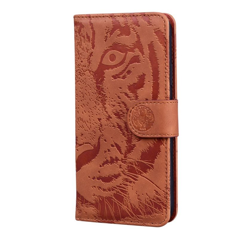 Custodia in pelle Honor 50 Lite Stampa Faccia Di Tigre