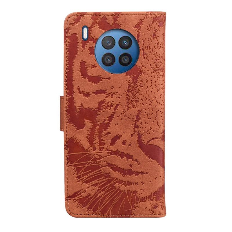 Custodia in pelle Honor 50 Lite Stampa Faccia Di Tigre