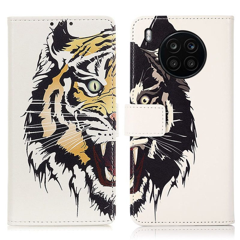 Custodia in pelle Honor 50 Lite Tigre Feroce