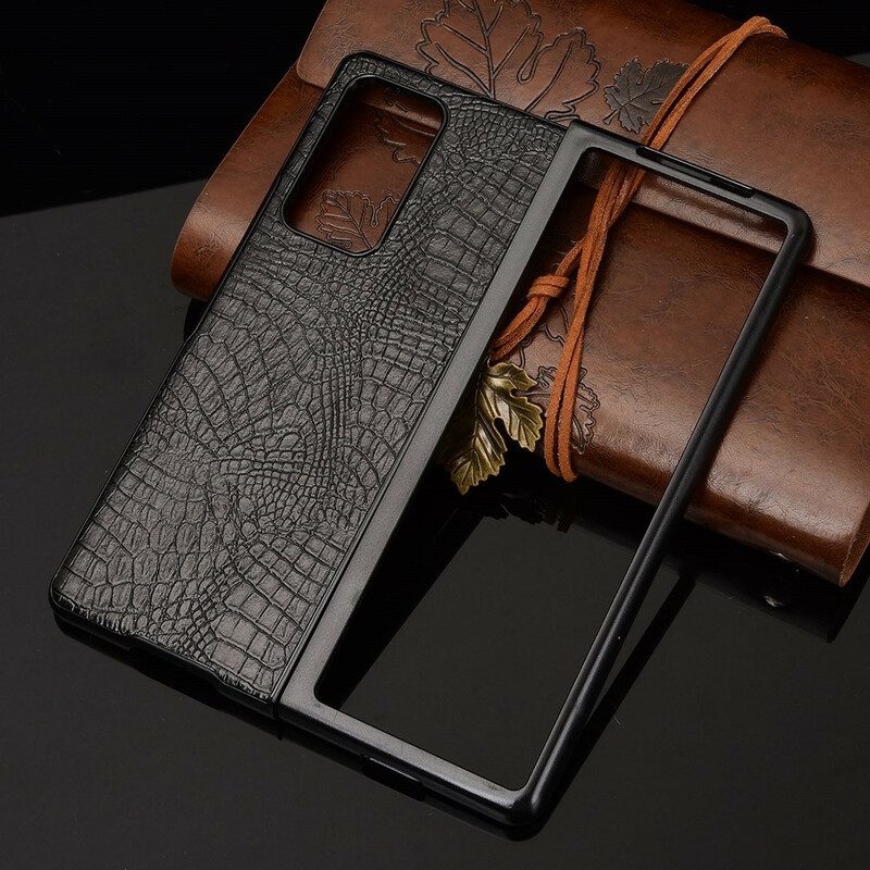 Cover Samsung Galaxy Z Fold 2 Stile Pelle Di Coccodrillo