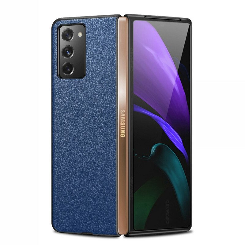 Cover Samsung Galaxy Z Fold 2 Vera Pelle Di Litchi