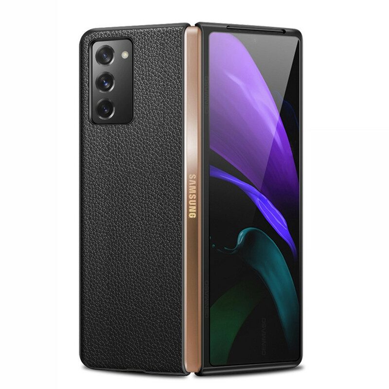 Cover Samsung Galaxy Z Fold 2 Vera Pelle Di Litchi