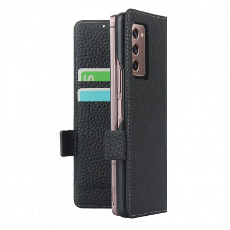 Custodia in pelle Samsung Galaxy Z Fold 2 Vera Pelle Di Litchi