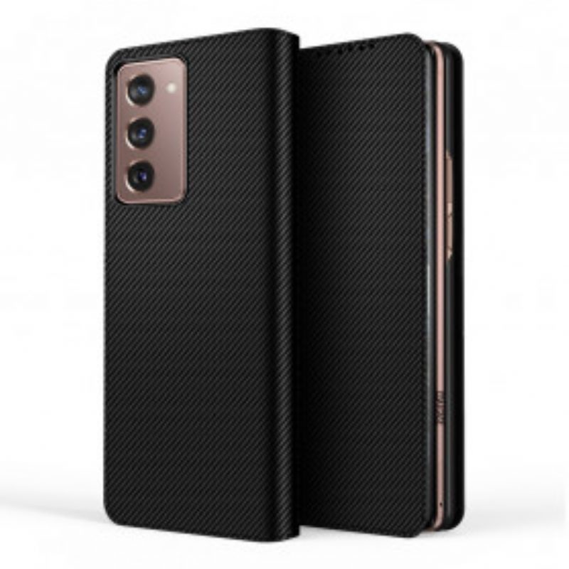 Folio Cover Samsung Galaxy Z Fold 2 Custodia in pelle Vera Pelle Nera