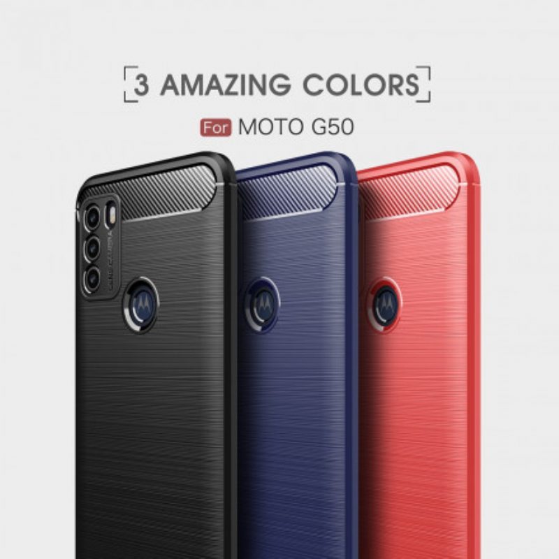 Cover Moto G50 Fibra Di Carbonio Spazzolata